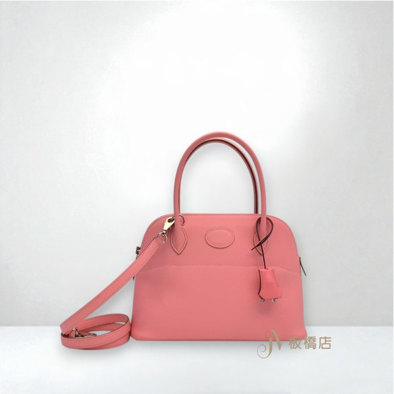 HERMES包包 1Q彩紙粉銀釦EPSOM Bolide 27-0