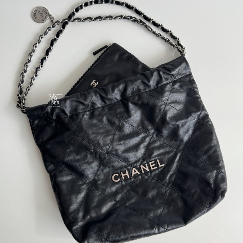 99新🆕 芯片款 Chanel 香奈兒 22 Bag 小號 黑色銀釦 肩背包-0