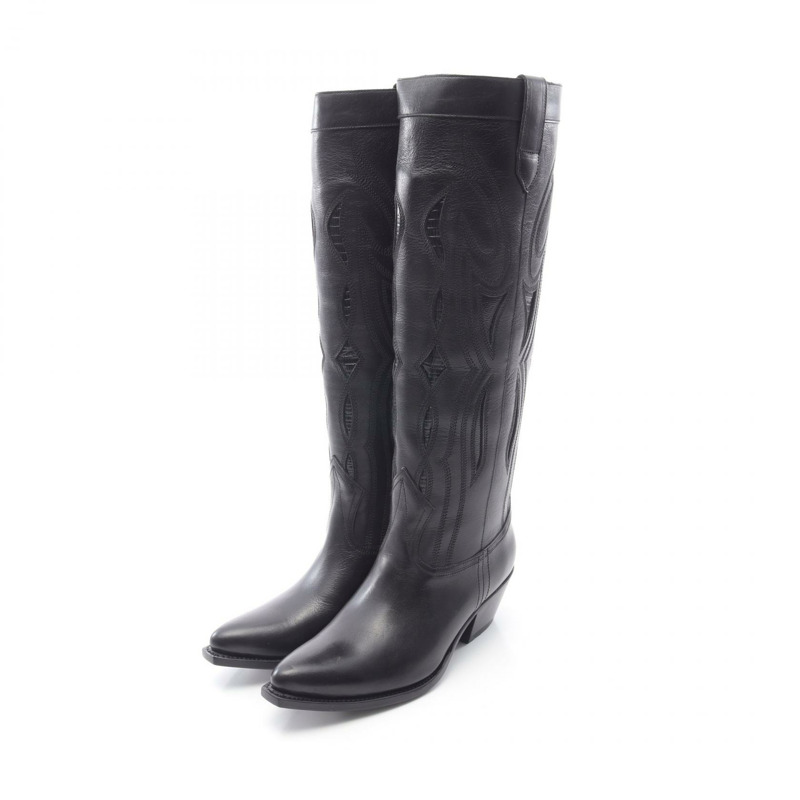 CELINE 高筒靴皮革黑色 37 碼二手女款 45.5 公分高-0