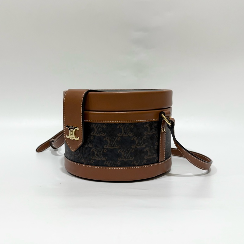 CELINE凱旋門Tambour Triomphe牛皮圓桶側背包195192BZJ-2