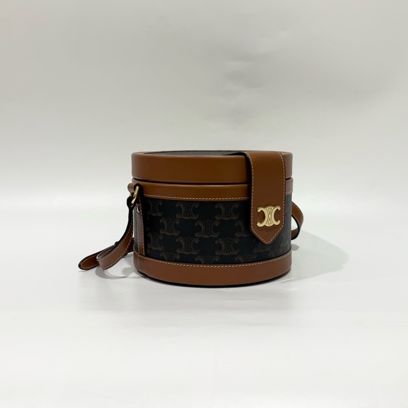 CELINE凱旋門Tambour Triomphe牛皮圓桶側背包195192BZJ-3