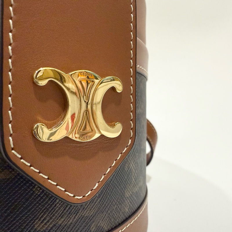 CELINE凱旋門Tambour Triomphe牛皮圓桶側背包195192BZJ-4