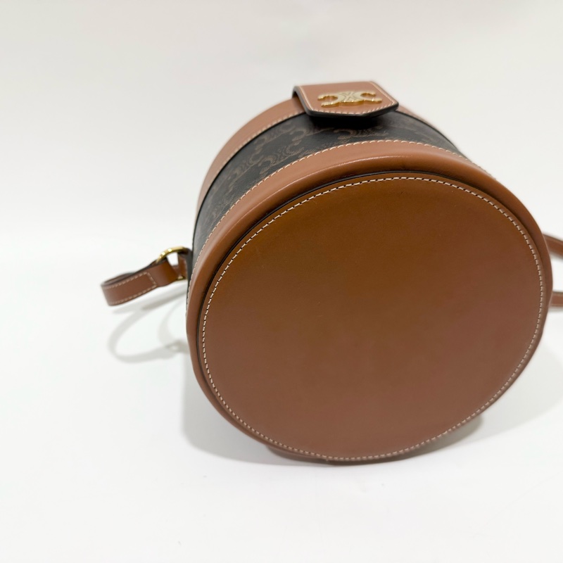 CELINE凱旋門Tambour Triomphe牛皮圓桶側背包195192BZJ-7