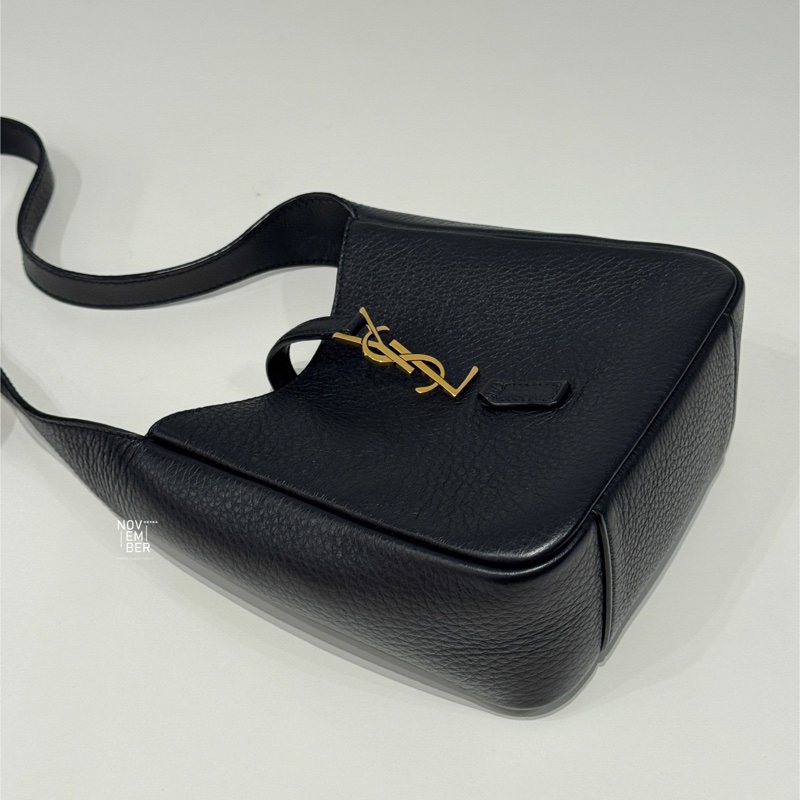 99新🆕 Saint Laurent YSL 聖羅蘭 Hobo迷你 黑色金釦 肩背包-2