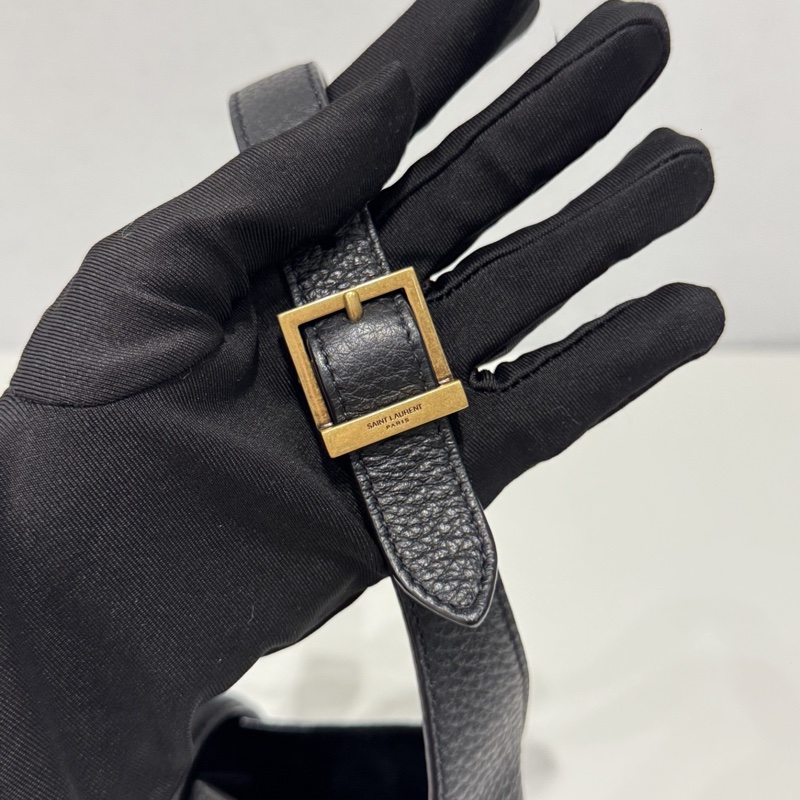 99新🆕 Saint Laurent YSL 聖羅蘭 Hobo迷你 黑色金釦 肩背包-12