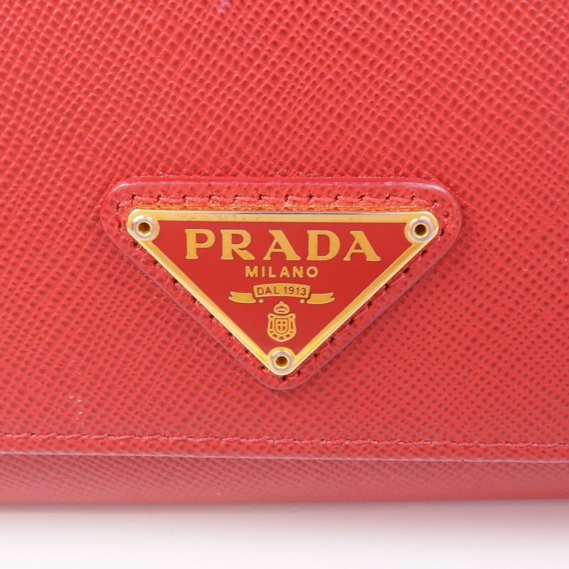PRADA Saffiano皮革Long Wallet金扣長錢包-10