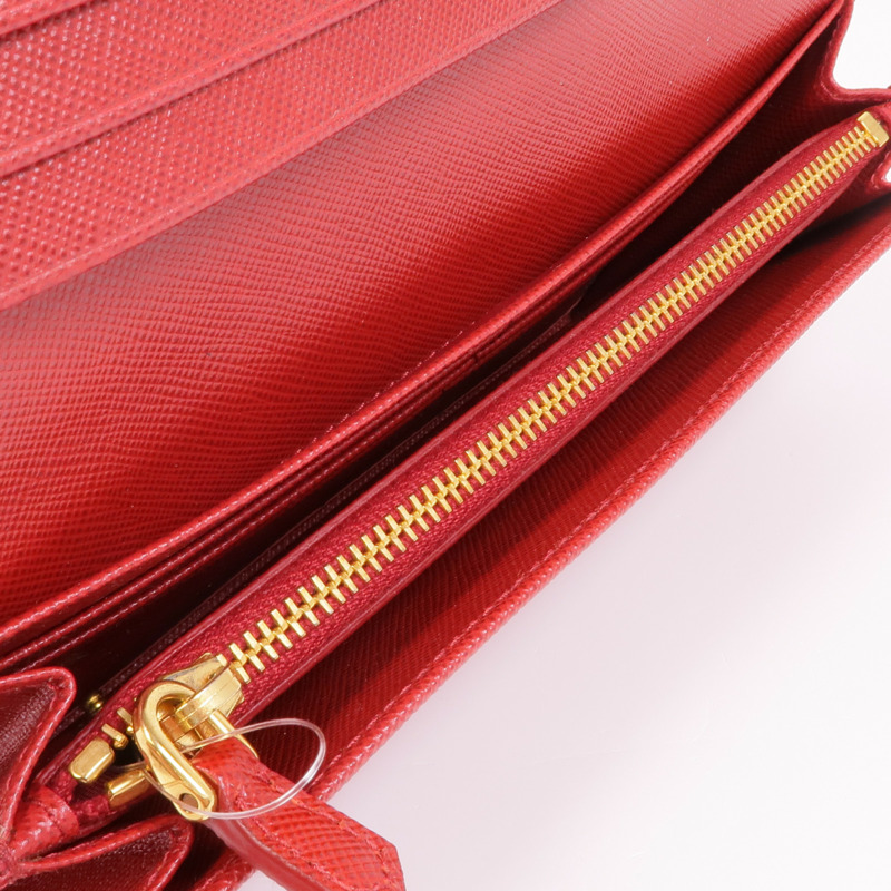 PRADA Saffiano皮革Long Wallet金扣長錢包-12