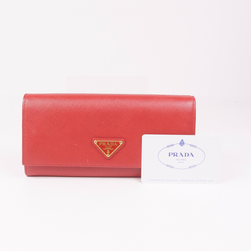 PRADA Saffiano皮革Long Wallet金扣長錢包-15