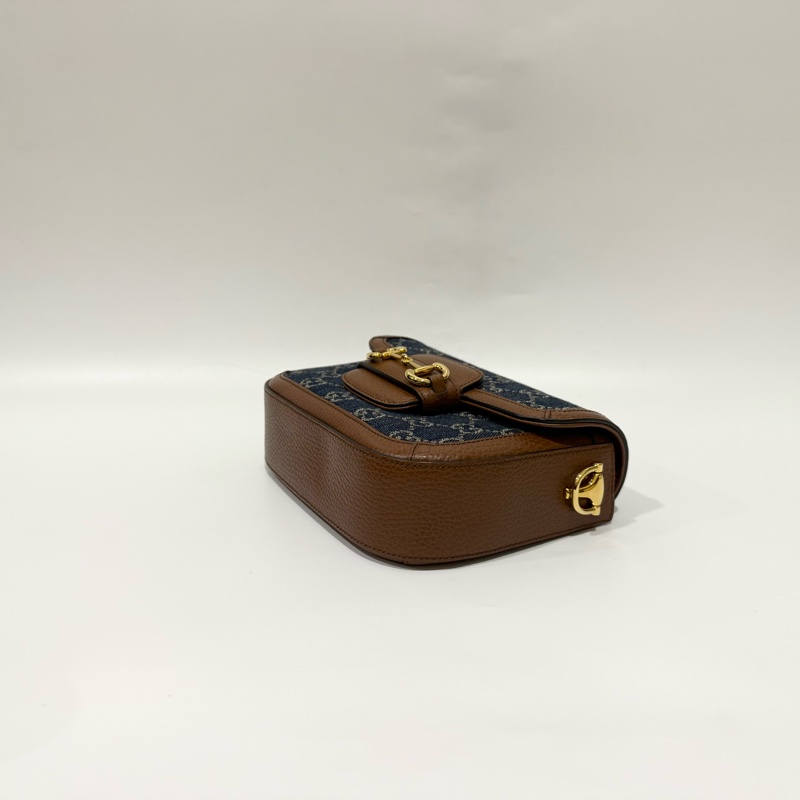 GUCCI丹寧牛仔布 Horsebit 1955 迷你側背包658574-2