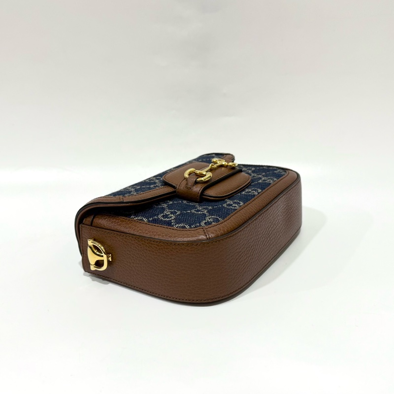 GUCCI丹寧牛仔布 Horsebit 1955 迷你側背包658574-1