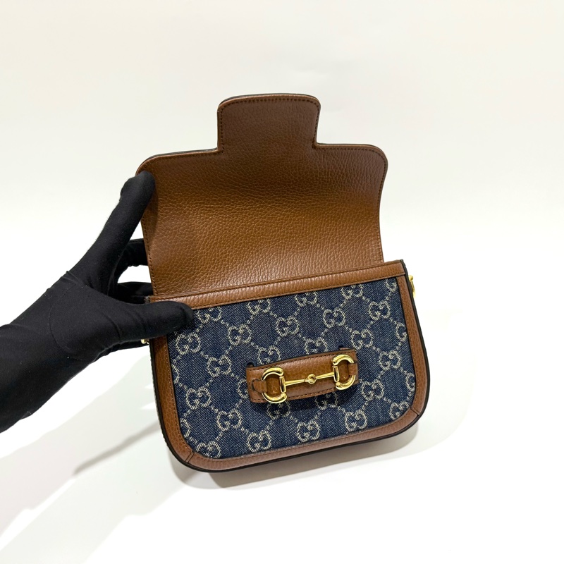GUCCI丹寧牛仔布 Horsebit 1955 迷你側背包658574-12