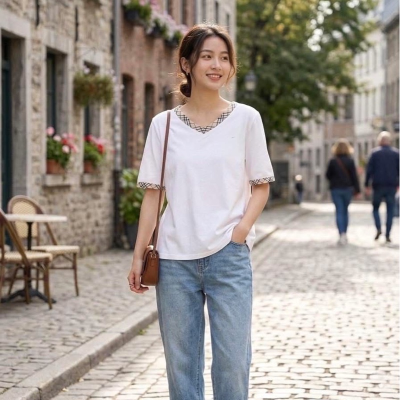 Burberry 倫敦 經典格紋滾邊V領戰馬上衣-9