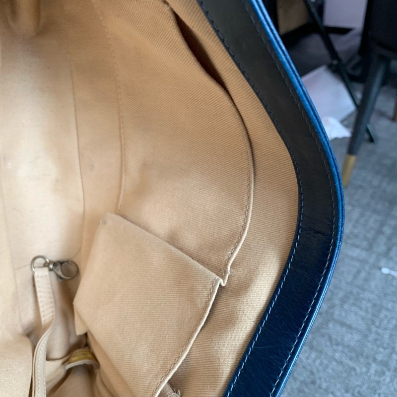 Chanel 香奈兒 大號leboy 藍色金扣鏈條包 17開-25