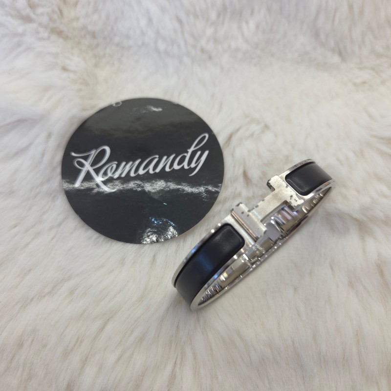 Hermès chic HH 手環 黑銀 二手-0