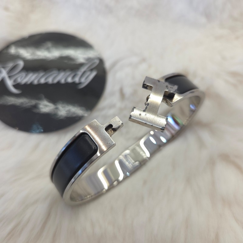 Hermès chic HH 手環 黑銀 二手-1