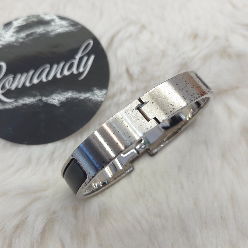 Hermès chic HH 手環 黑銀 二手-3