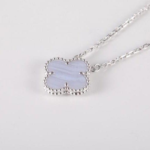 Vintage Alhambra 中號單花項鍊 新扣 18K白金/紫玉髓 項链 白金-1