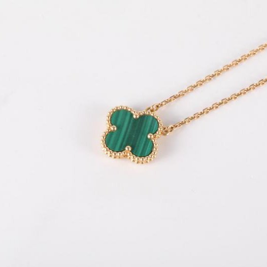 Vintage Alhambra 中號單花項鍊 新扣 18K黃金/孔雀石 項鏈 黃金-2