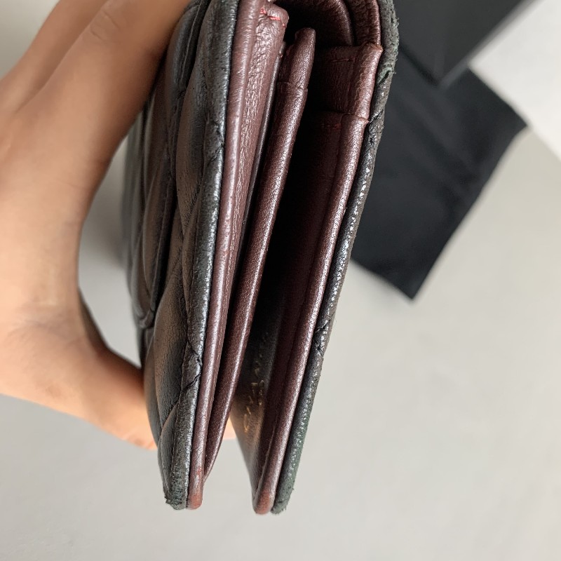 Chanel 香奈兒 黑金 錢包 羊皮長夾 銀包 21開-12