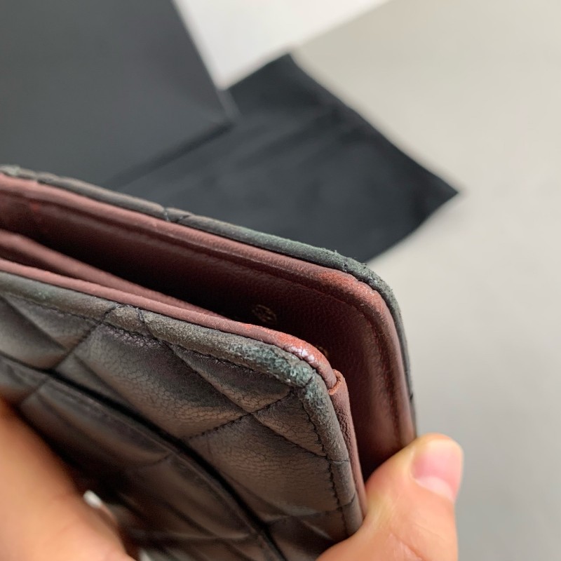 Chanel 香奈兒 黑金 錢包 羊皮長夾 銀包 21開-15