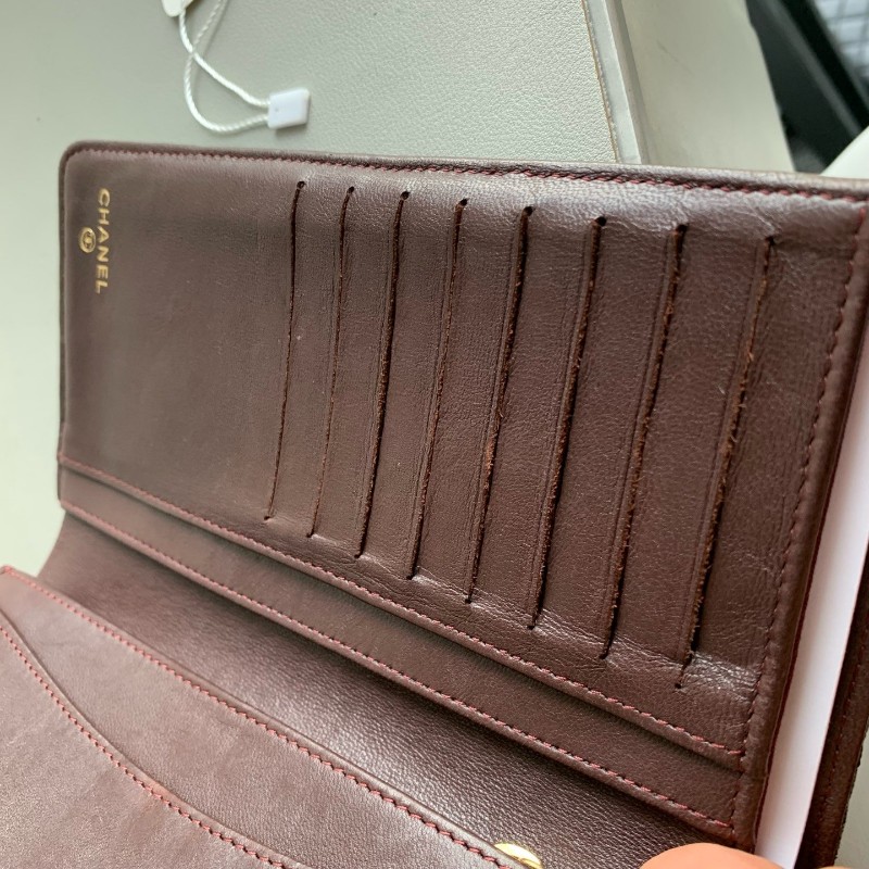 Chanel 香奈兒 黑金 錢包 羊皮長夾 銀包 21開-18