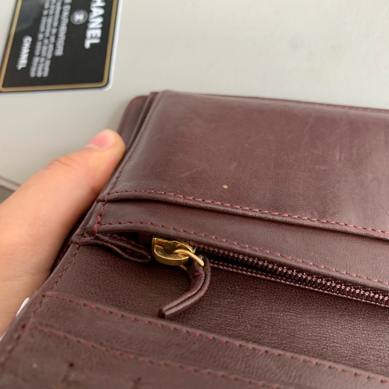 Chanel 香奈兒 黑金 錢包 羊皮長夾 銀包 21開-21