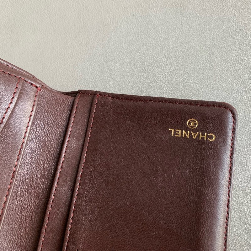 Chanel 香奈兒 黑金 錢包 羊皮長夾 銀包 21開-22