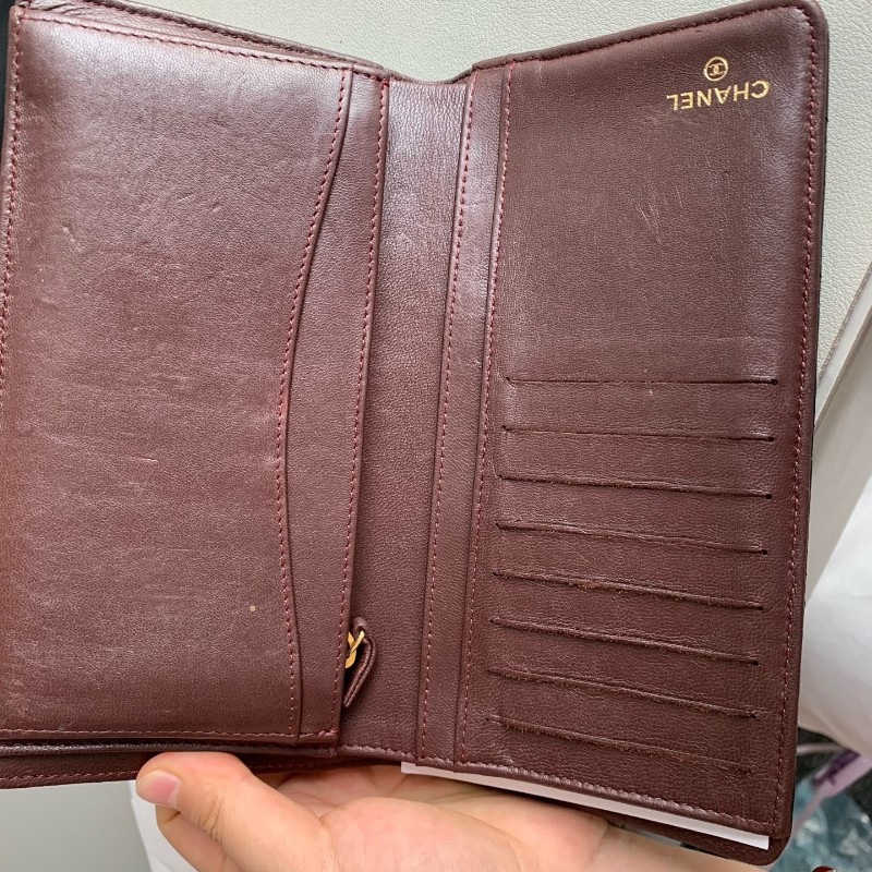 Chanel 香奈兒 黑金 錢包 羊皮長夾 銀包 21開-24