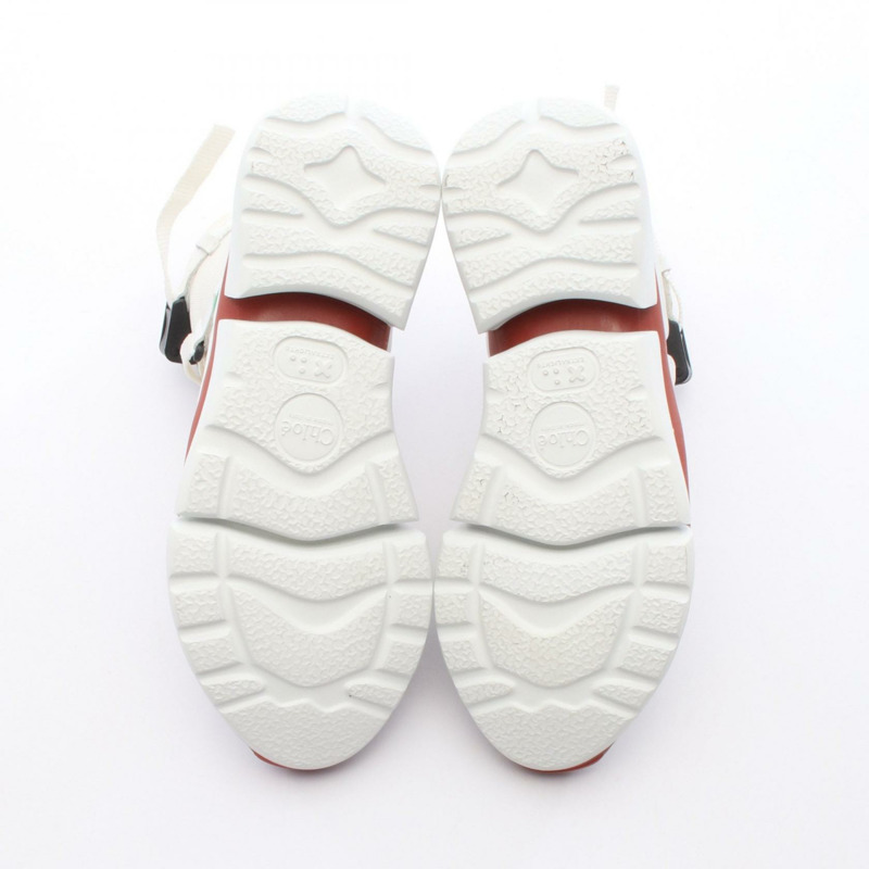 Chloe Sonnie 女士運動鞋，皮革絨面革，白色/綠色/多色，36碼，二手。-3