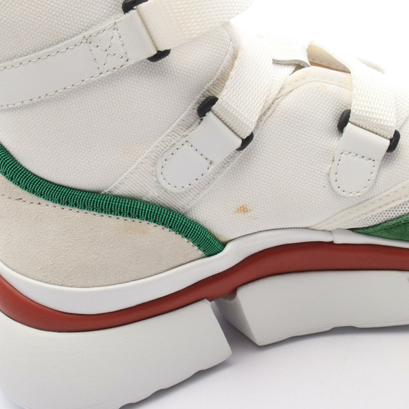 Chloe Sonnie 女士運動鞋，皮革絨面革，白色/綠色/多色，36碼，二手。-8