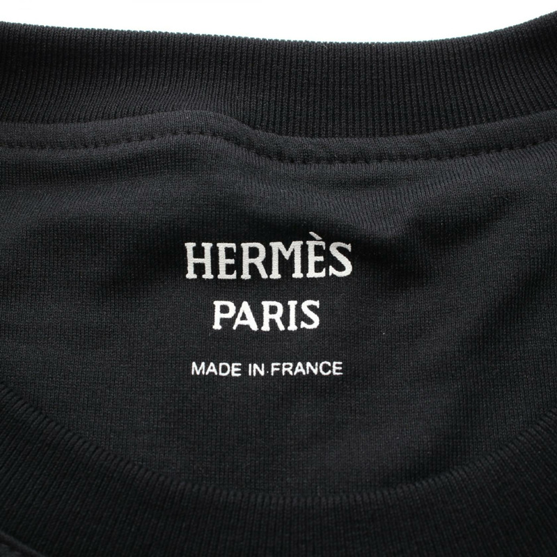HERMES H 刺繡口袋 T 卹棉質上衣黑色二手女款 36 碼-2