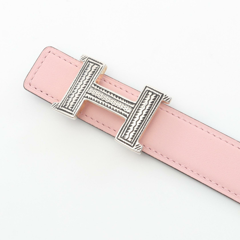 HERMES H Touareg & Kit 24 皮帶 Swift Epsom 皮革 粉紅灰色 二手 SHW 女士 W-1