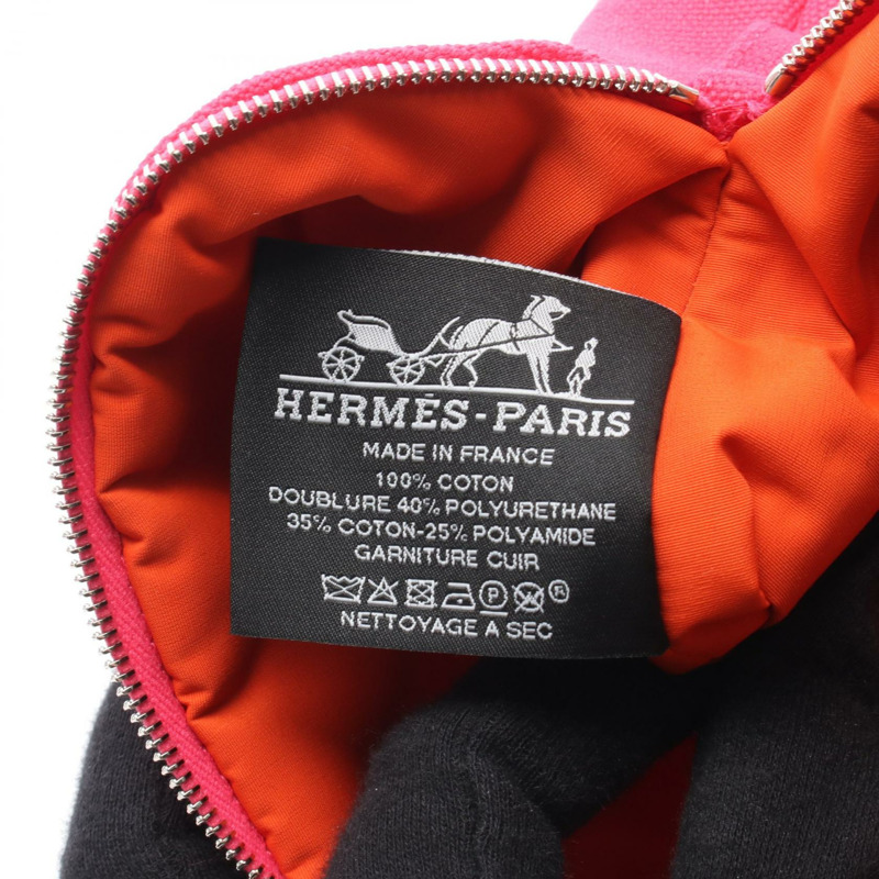 HERMES Bolide 20號手拿包 帆布 皮革 粉紅色 棕色 芙蓉花 二手 女款 SHW-3