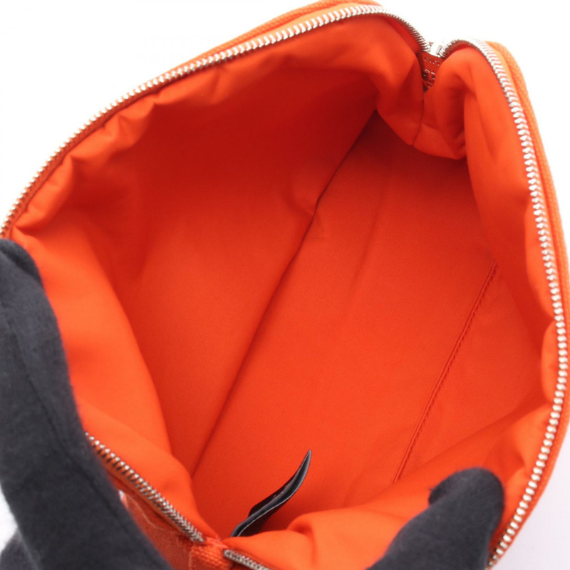 HERMES Bolide Pouch 20 包帆布皮革橙色棕色 Feu 二手女款 SHW-2