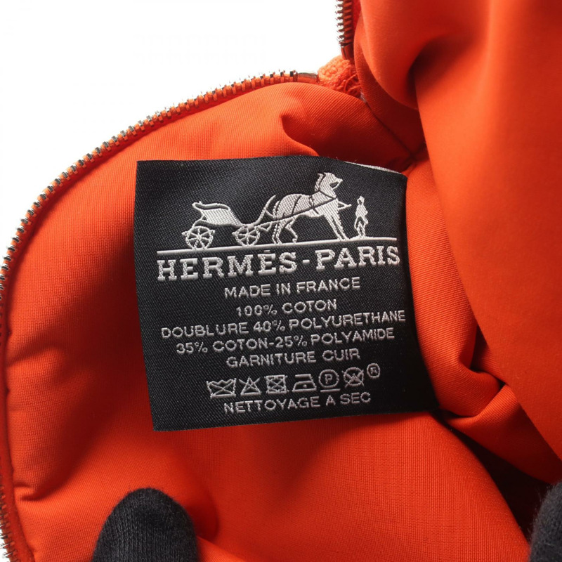 HERMES Bolide Pouch 20 包帆布皮革橙色棕色 Feu 二手女款 SHW-3