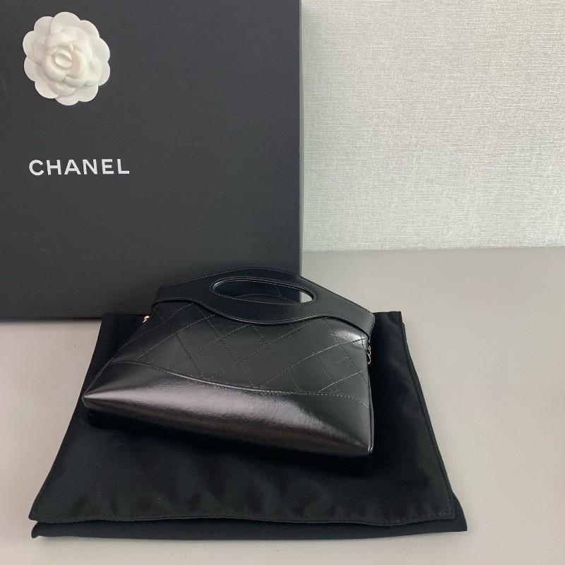 Chanel 香奈兒 24C 黑色牛皮31bag nano橫版 鏈條肩背包 斜背包 晶片款-5