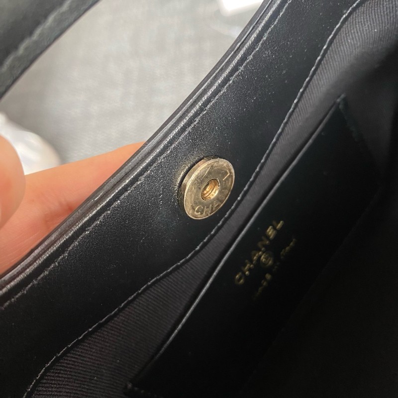 Chanel 香奈兒 24C 黑色牛皮31bag nano橫版 鏈條肩背包 斜背包 晶片款-18