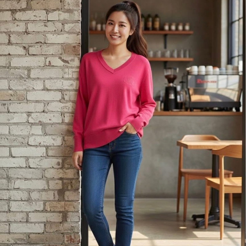 BURBERRY倫敦 V領大戰馬刺繡針織上衣-9