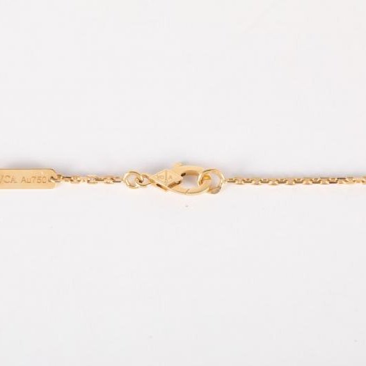 Vintage Alhambra 中號單花項鍊 新扣 18K黃金/縞瑪瑙 項鍊 黃金-5