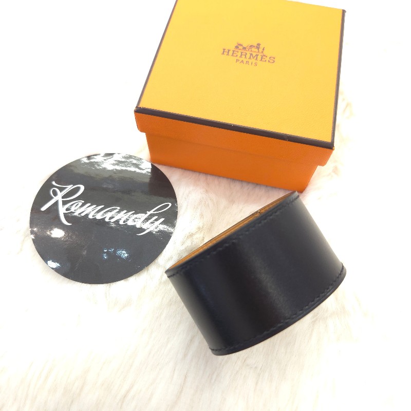 Hermès Kelly dog 寬版手環 黑金-1