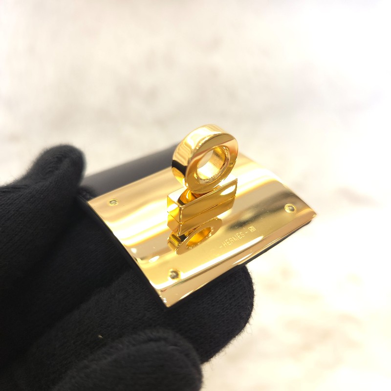 Hermès Kelly dog 寬版手環 黑金-3