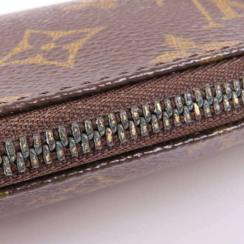 LOUIS VUITTON Monogram Pochette Accessoires金扣手挽袋棕色-12