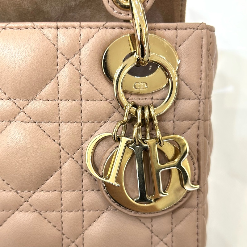 Dior藕羊皮金釦Lady Dior mini-8