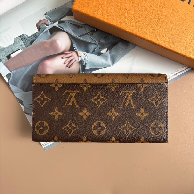 ::LOUIS VUITTON:: LV M82157 Emilie 錢包雙拼色釦飾長夾信封釦式長夾-1