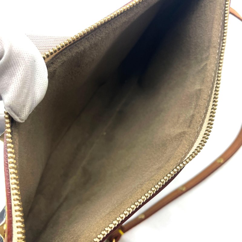 LV村上隆聯名黑三彩鉚釘腋下包 麻將包-12