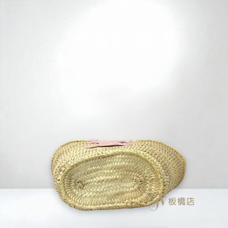 CELINE包包 粉色凱旋門LOGO草編手提肩背編織包-4