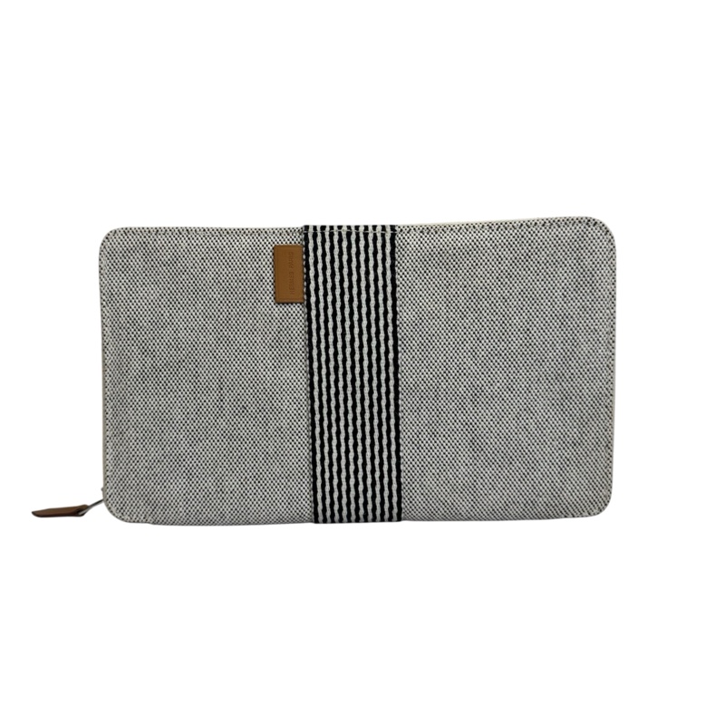 Hermes 黑拼色帆布亞麻ㄇ字拉鏈多功能手拿包-0