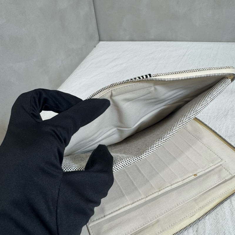 Hermes 黑拼色帆布亞麻ㄇ字拉鏈多功能手拿包-8