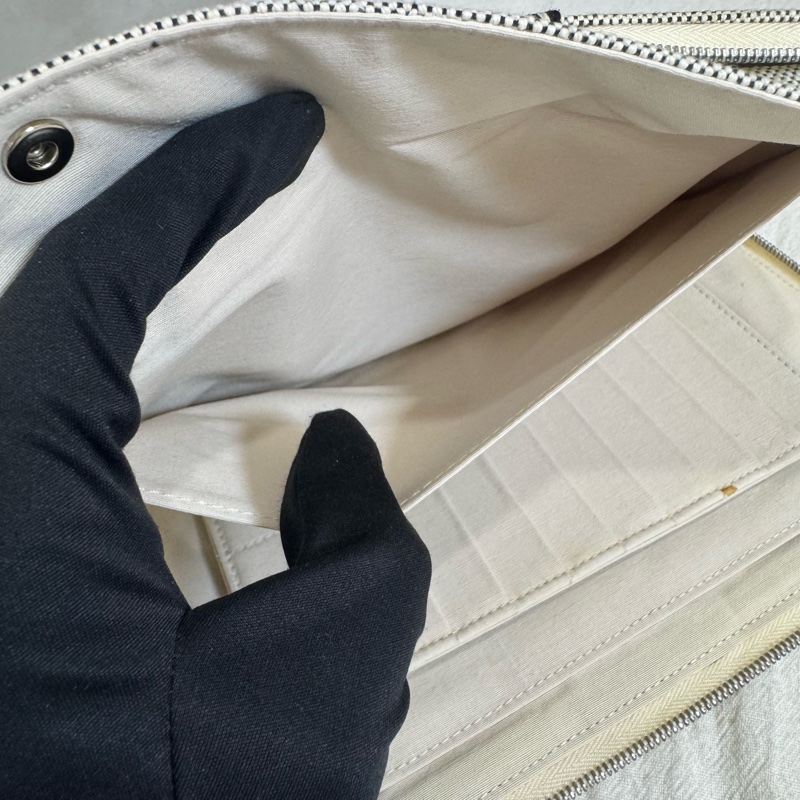 Hermes 黑拼色帆布亞麻ㄇ字拉鏈多功能手拿包-9