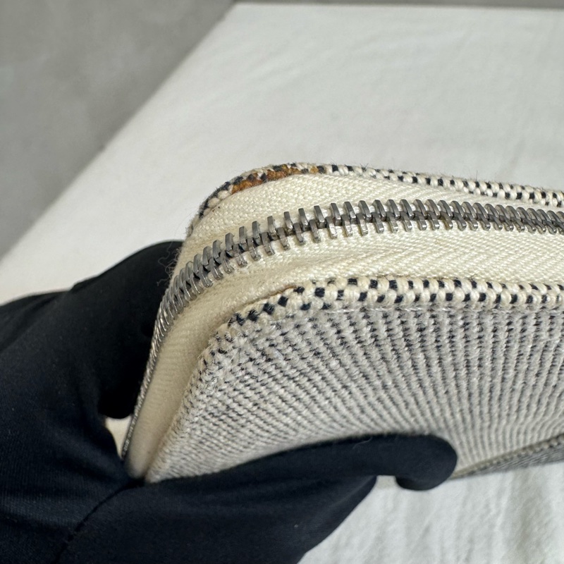 Hermes 黑拼色帆布亞麻ㄇ字拉鏈多功能手拿包-20